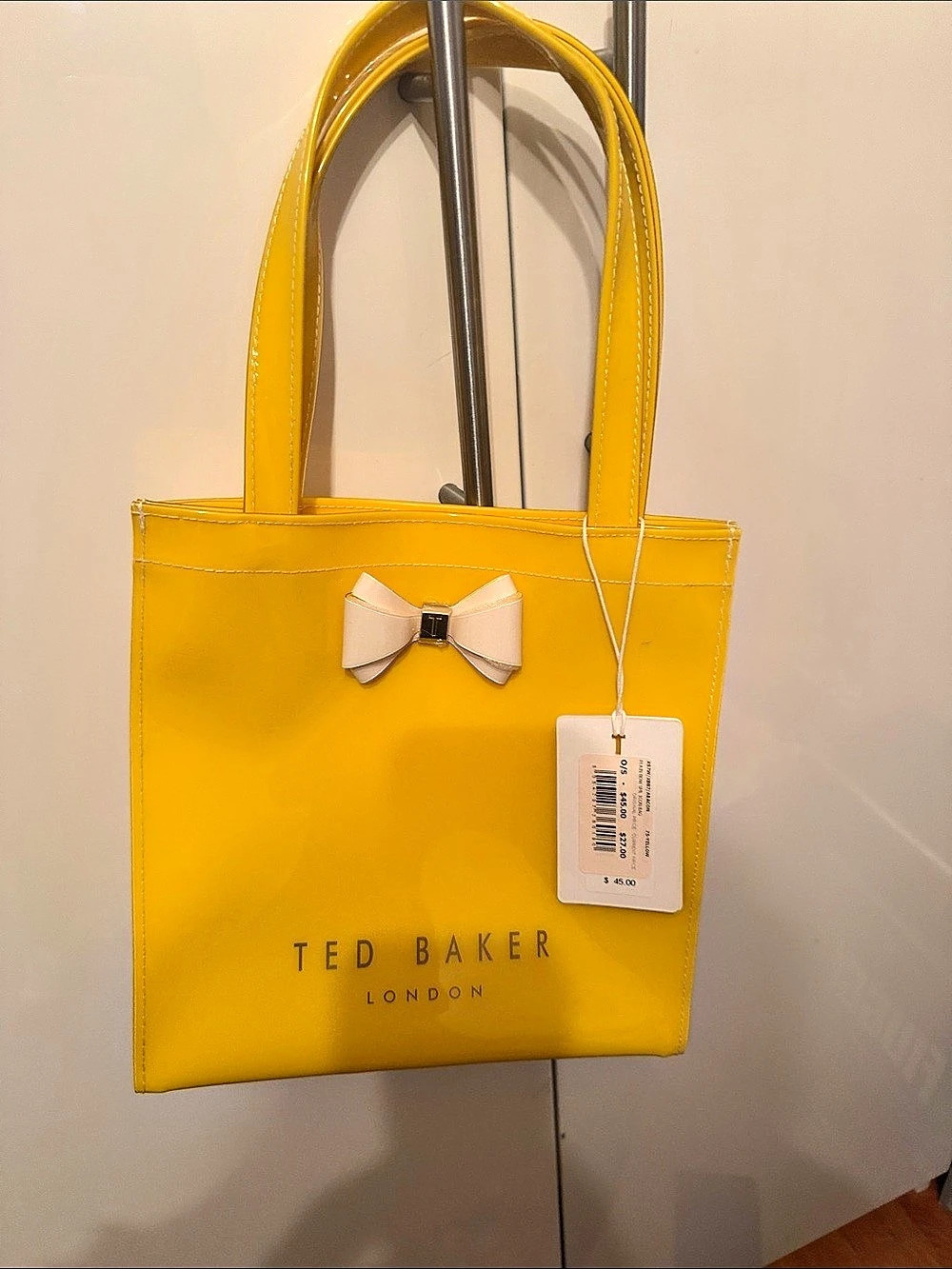 Ted Baker Nikicon Small Knot Bow Vinyl Icon Tote Bag Yellow